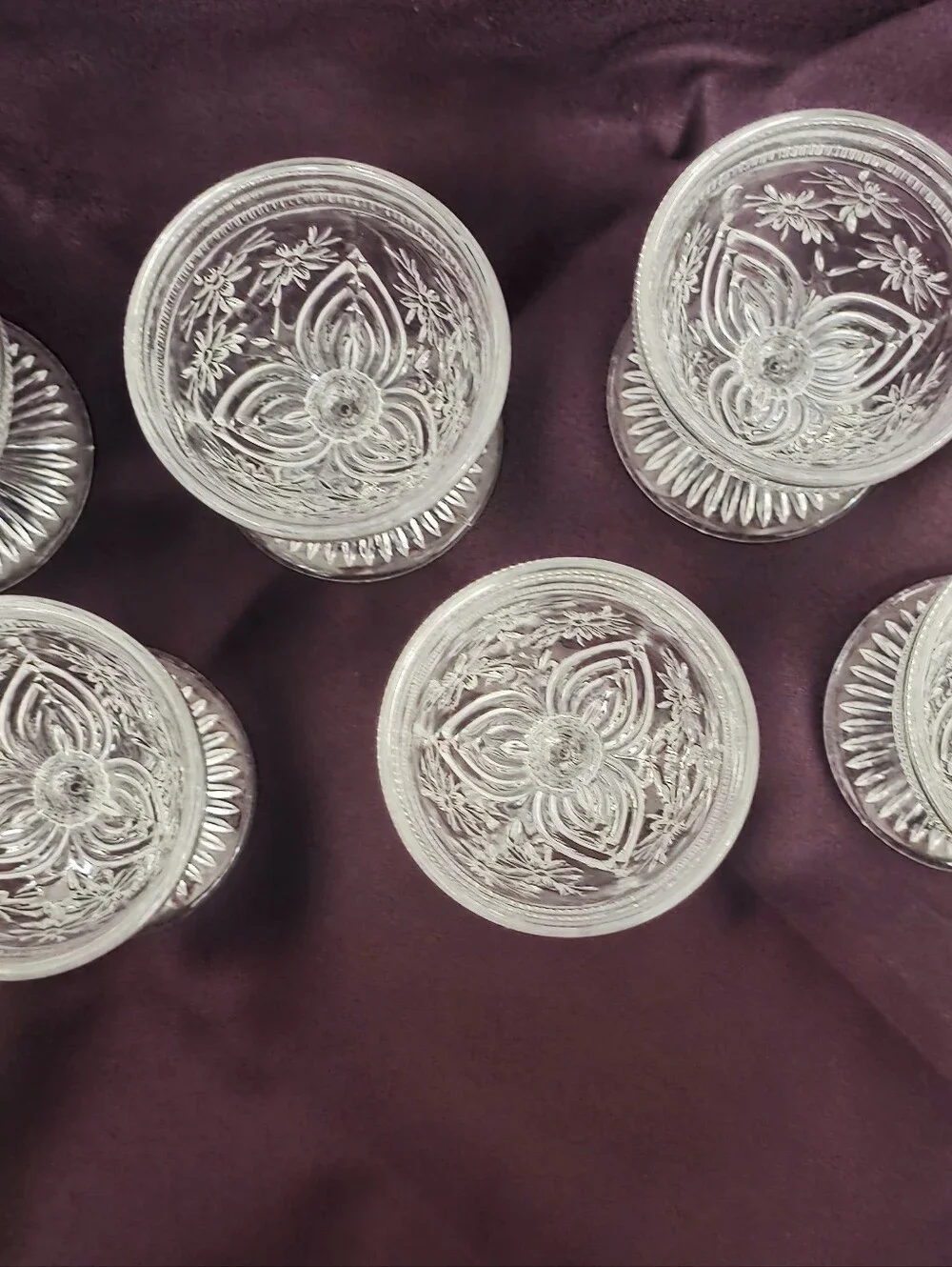 Lot of 6 Vintage Fenton Flower Windows Clear 4” Cordials